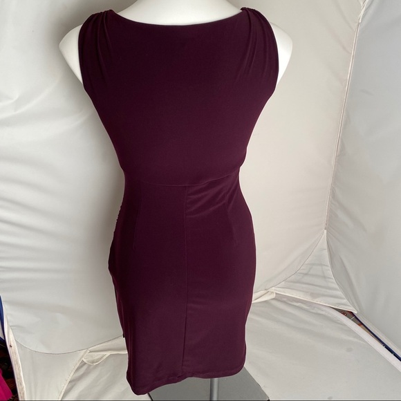 Ralph Lauren plum purple ruched side sleeveless dress 2 - Picture 3 of 9